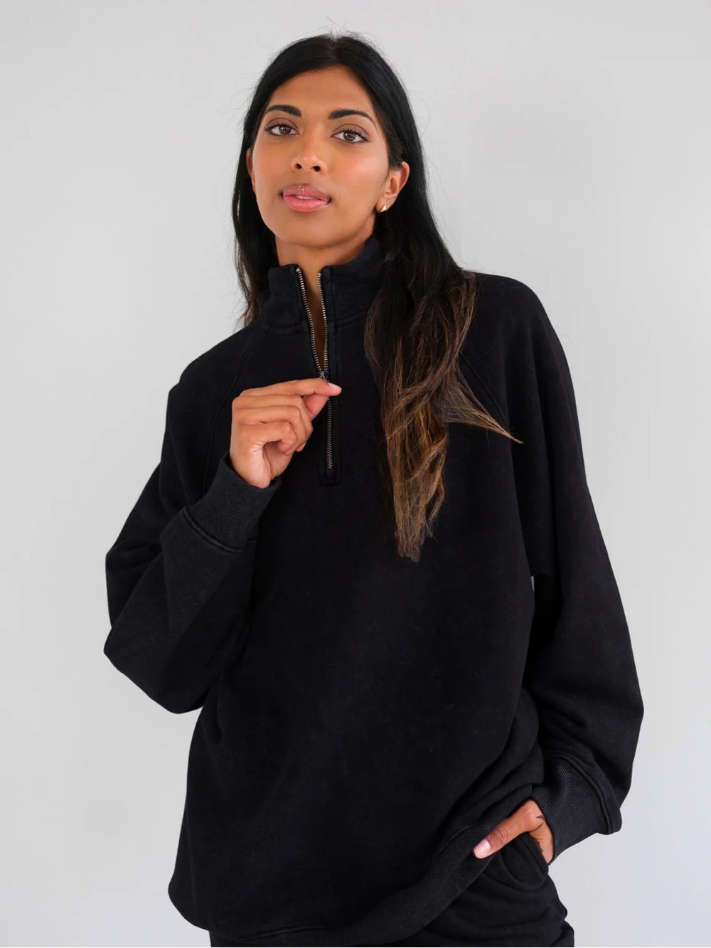Brunette The Label Not Your Boyfriends Half Zip Sweatshirt size Medium Large